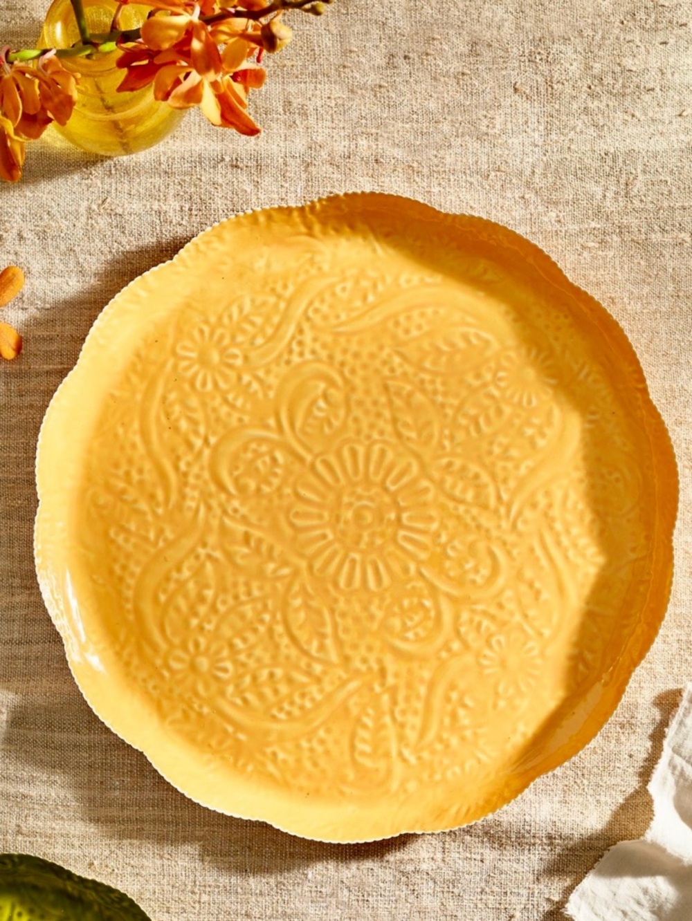 Anthropologie Patterned Enamel Ruffle Tray NEW ( LARGE)